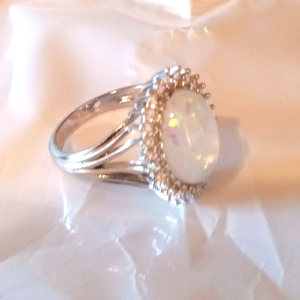 Sterling silver opal ring